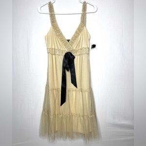 Y2K Eyeshadow Womens Babydoll Ruffle Dress Sz 7 Satin Bow Tiered Coquette Fairy